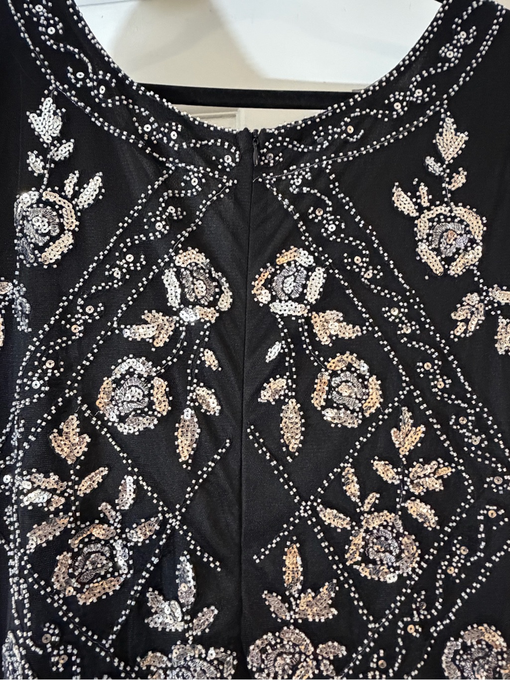 Vintage-Inspired Black Beaded Fringe Maxi Dress — image 7 of 8